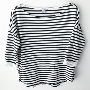 H&M Black & White Stripe Sweatshirt w/ Buttons
